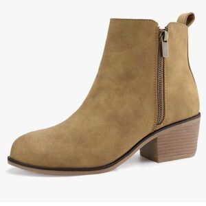 JABASIC NWT Women Ankle Boots Side Zipper Booties Low Heel Dress Boots size 8